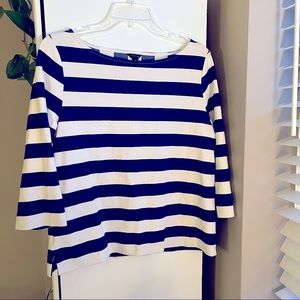 Ann Taylor medium blue and white striped shirt